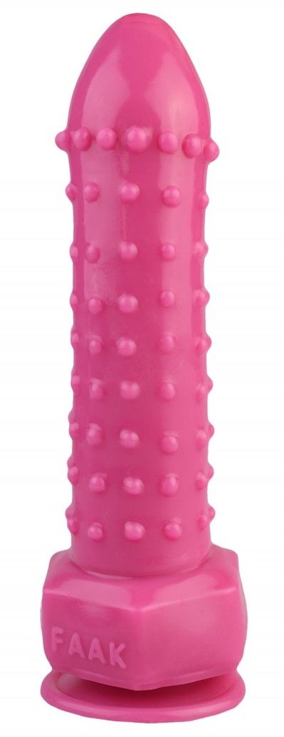 Розовый фаллоимитатор с шипиками - 21,5 см.