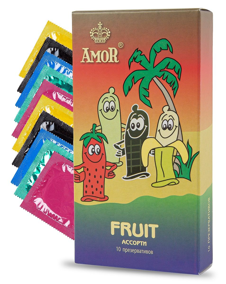 Ароматизированные презервативы AMOR Fruit  Яркая линия  - 10 шт.