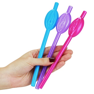 Набор разноцветных трубочек для напитков в виде вагины Pussy Straws - 9 шт.