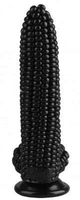 Черный фаллоимитатор-кукуруза на присоске - 20,5 см.